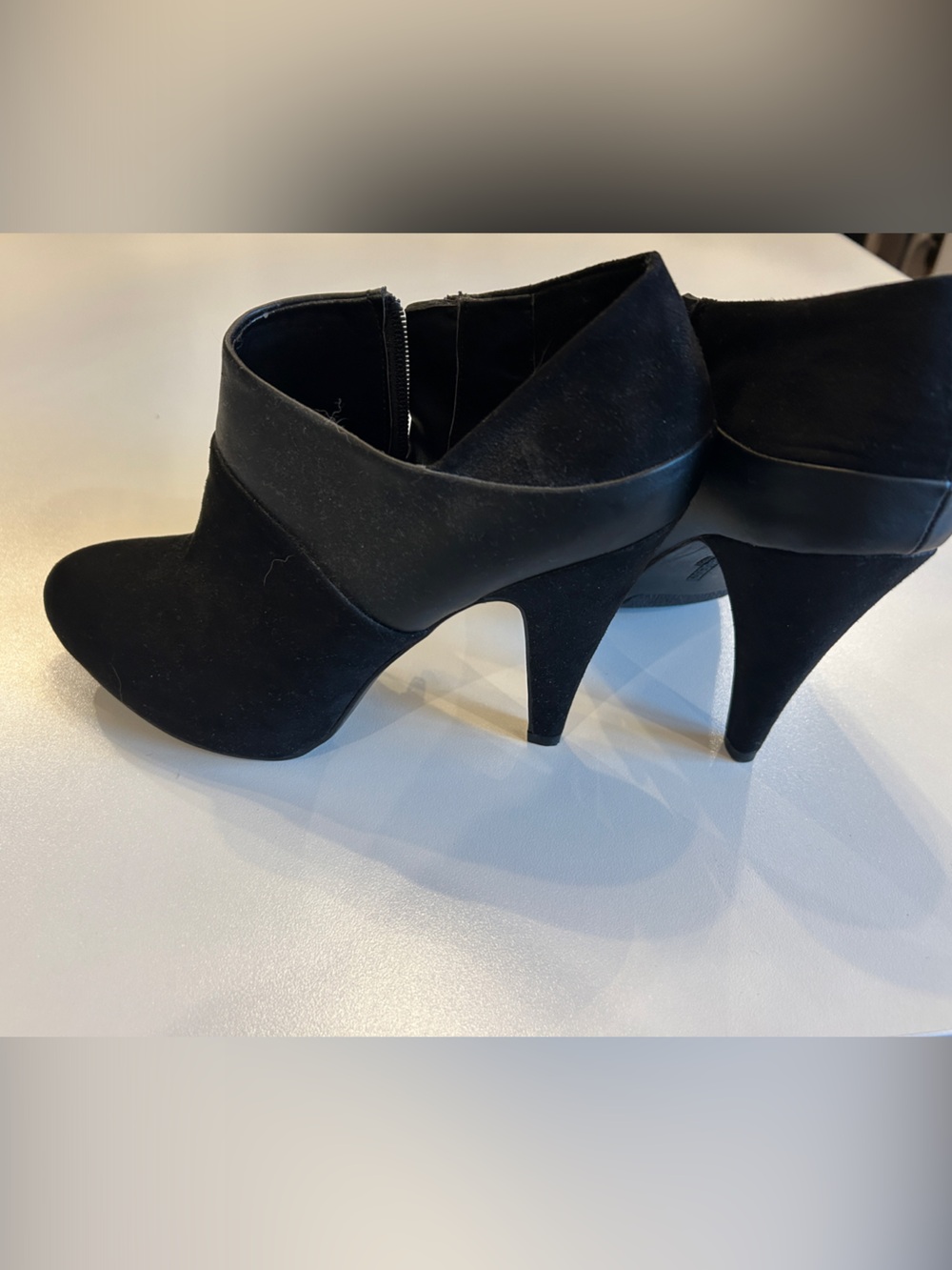 Fergalicious Black Fold-Over Ankle Heeled Booties